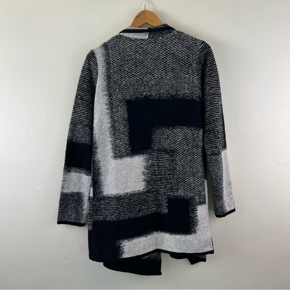 Lucky Brand Long Draped Open Front Waterfall Color Block Cardigan M - Picture 2 of 15